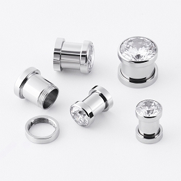 FLESH TUNNEL CON PIEDRA CRYSTAL A/Q